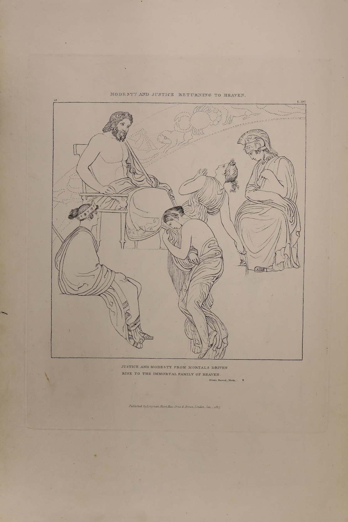 William Blake after John Flaxman, folio of engravings, Compositions from Hesiod, publ. 1817, overall 27 x 41.5cm